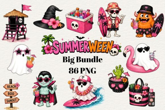 86 PNGs Summerween Beach Clipart Bundle: A Creative Resource for Seasonal Designs