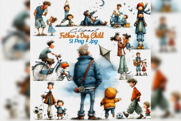 Celebrating Connection: The Power of Whimsical Father Child Clipart in Modern Design