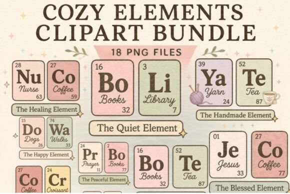 Cozy Elements Clipart Bundle: Faux Periodic Table Designs