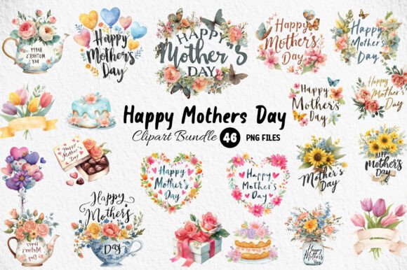 Elegant Watercolor Clipart for Mother’s Day