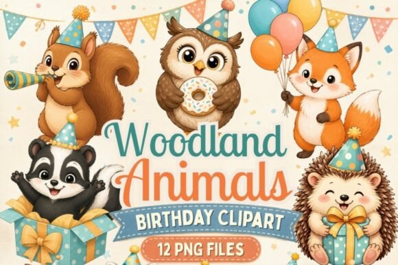 Elevating Digital Celebrations: The Strategic Value of Woodland Animals Birthday Clipart PNG Assets
