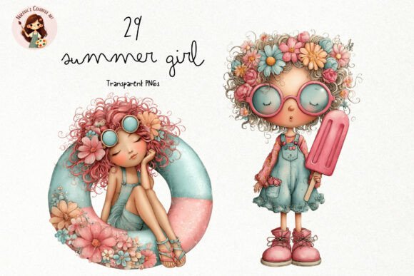 Elevating Summer Design Projects with the Summer Girl PNG Clipart Set
