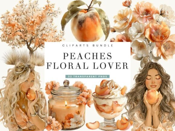 Enhancing Digital Creativity with the Peaches Floral Lover Clipart Bundle