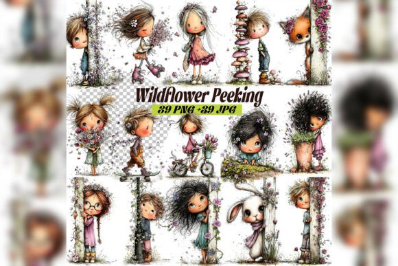 Evaluating the Whimsical Peeking Girl Clipart Set for Creative Projects