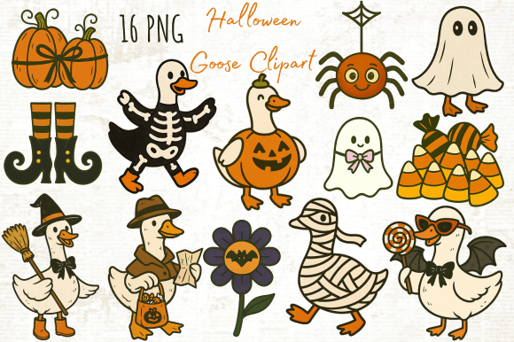 Halloween Goose Clipart for Sublimation