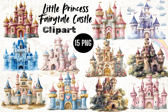 Integrating Little Princess Fairytale Castle Clipart into Professional Design Workflows