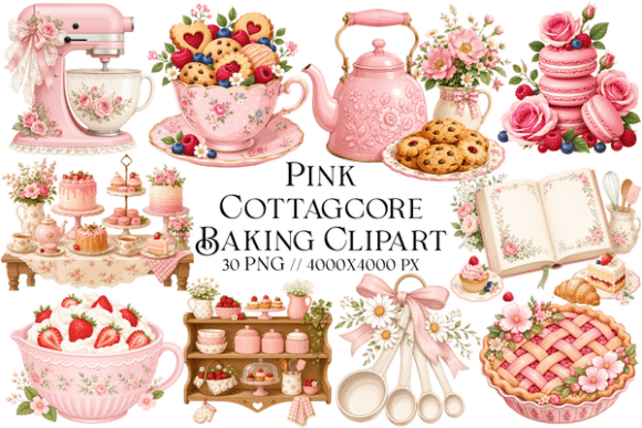Pink Cottagecore Baking Clipart Guide