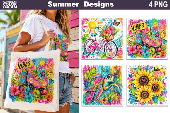 Rainbow Summer Tote Bag Colorful Designs