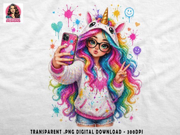 Rainbow Unicorn Girl Kawaii PNG Guide
