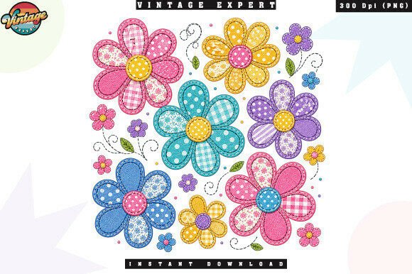 Retro Boho Floral Patchwork PNG Guide