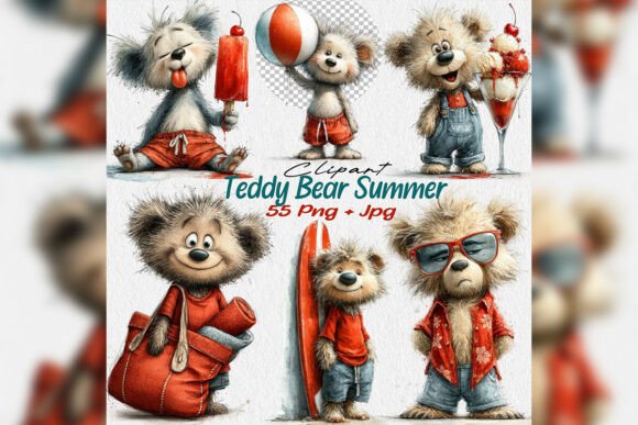 Strategic Branding with Whimsical Teddy Bear Beach Summer Clipart