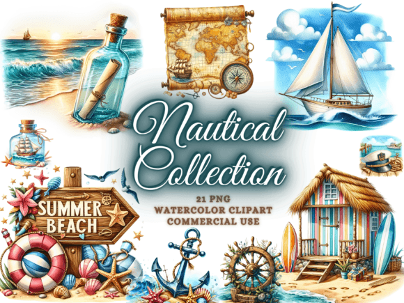 Travel Nautical Clipart - Beach Clipart: Elevating Your Coastal Designs