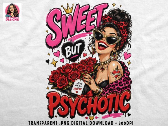 Unleashing Attitude: The Sweet but Psycho PNG Glam Queen Design for Modern Creators