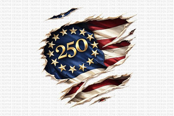 USA 250 Flag Ripped PNG: A Bold Design for America’s Semiquincentennial