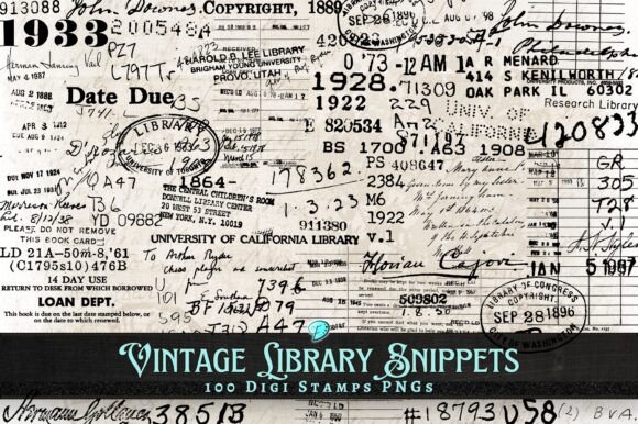 Vintage Library Digi Stamps for Creative Projects