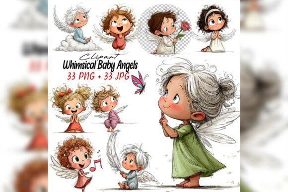 Whimsical Baby Angels Clipart Set