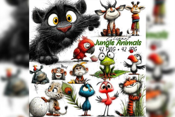 Whimsical Baby Jungle Animals Clipart