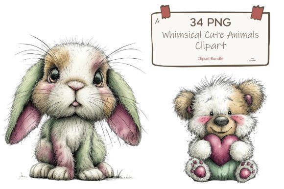Whimsical Cute Animals Clipart Bundle