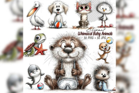 Whimsical Ocean Baby Animals Set Bundle: A Creative Resource for Soft, Dreamy Designs