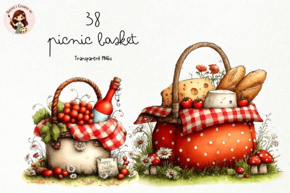 Whimsical Picnic Basket PNG Clipart